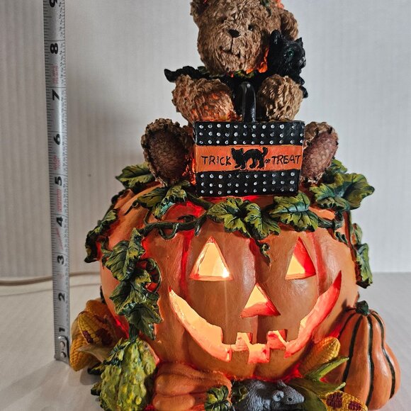 Vintage Gloria Jeans Exclusive Halloween Light Up Pumpkin With Cute Bear - Picture 10 of 12
